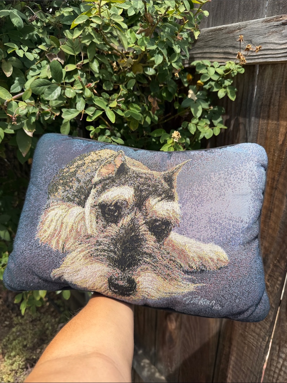 SCHNAUZER TAPESTRY PILLOW ART BY LINDA PICKEN